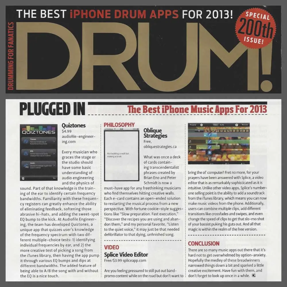 Quiztones featured as Best iPhone Music App of 2013