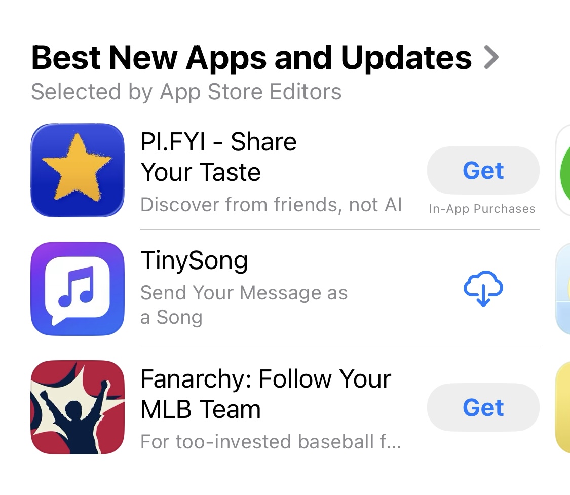 TinySong featured in Apple's Best New Apps