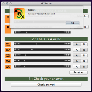 Each ABX round generates a percentage result.