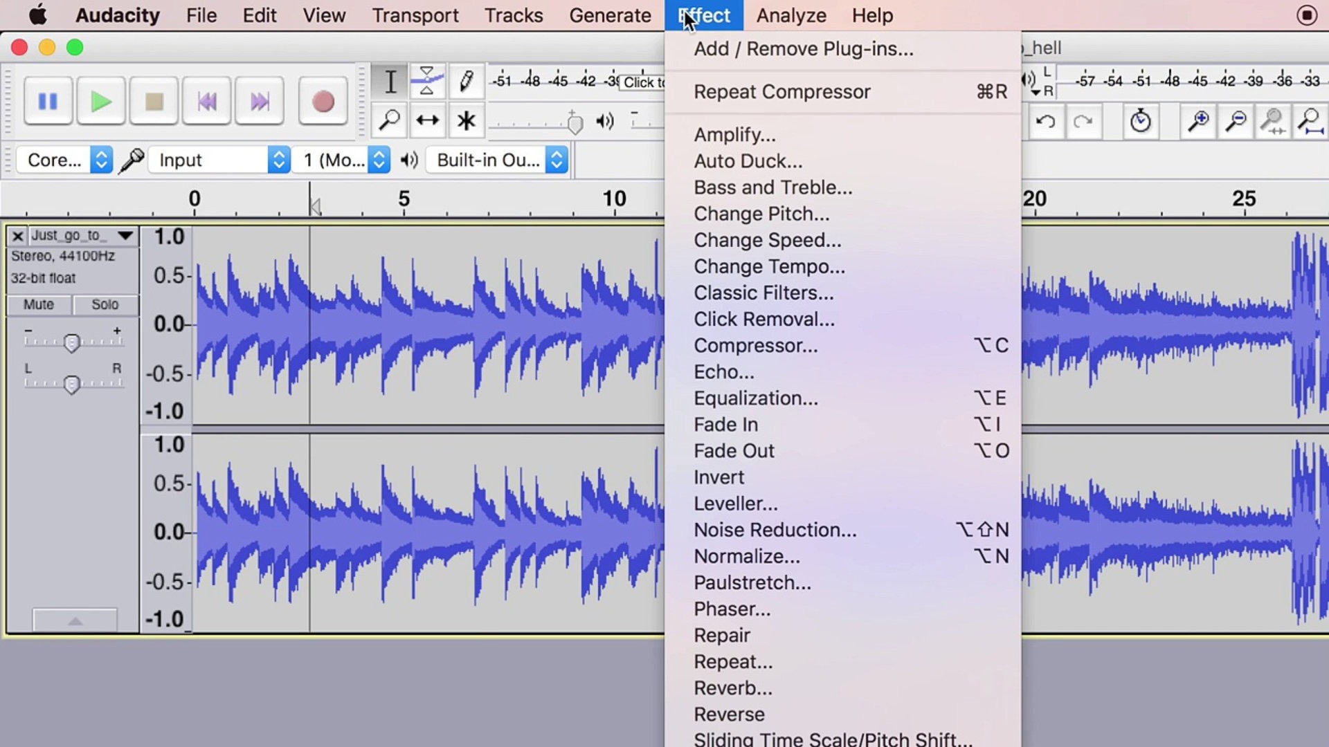 audacity play track while recording