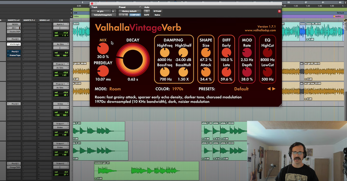 Danny Echevarria works with the Valhalla Vintage Verb plugin in Pro Tools.