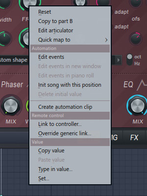 fl studio create automation clip