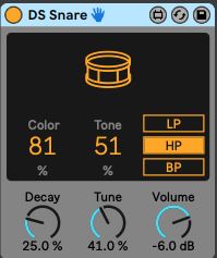 Max voor Live Snare Drum Synth 